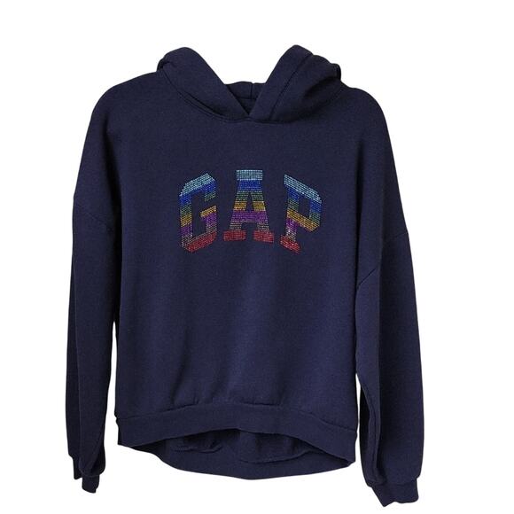 GAP Vintage Soft Hi-Low Hoodie Sweatshirt Rainbow Gem Logo Womens Small - Picture 1 of 10